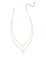Wrangler® x Yellow Rose by Kendra Scott Laurel Vintage Gold Multi Strand Necklace in Ivory Mother of Pearl