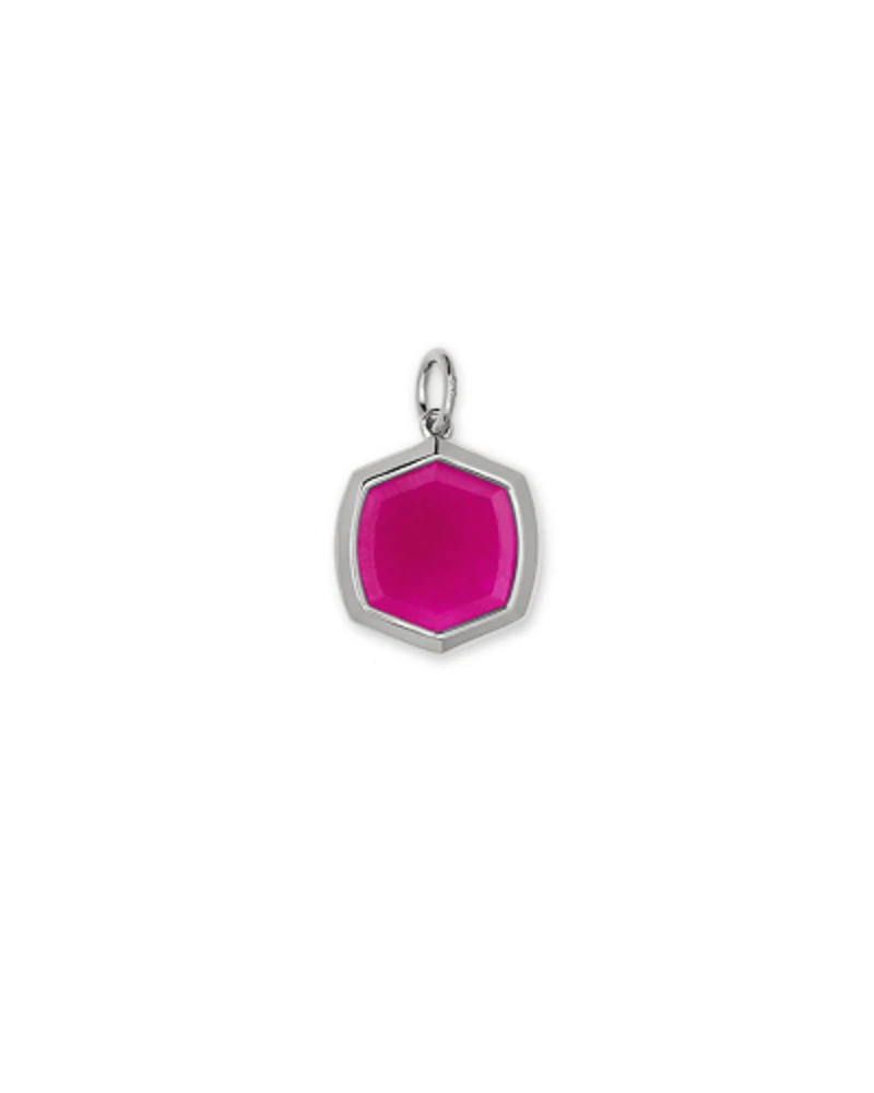 Davis 16mm Sterling Silver Stone Charm in Pink Quartz