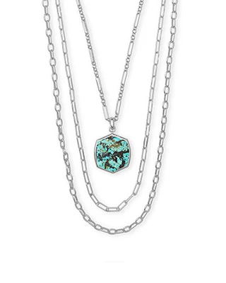 Davis Silver Multi Strand Necklace in Turquoise Jade