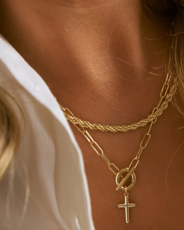 Kendra Scott Large Cross Pendant Necklace 14K Gold White Diamond – The  Twisted Chandelier