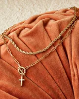 Olivia Cross Chain Convertible Necklace in Gold