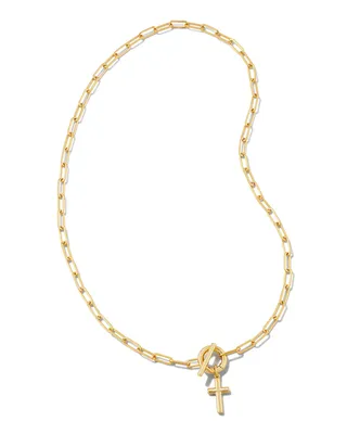 Olivia Cross Chain Convertible Necklace in Gold