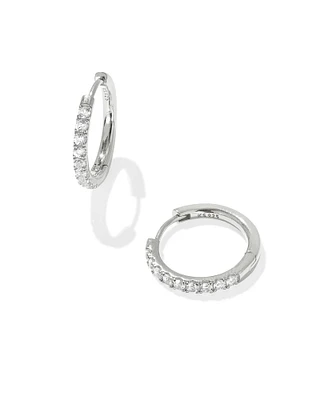 Mackenzie 18k Gold Vermeil Hoop Earrings White Topaz