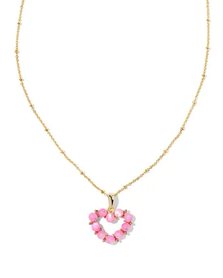 Ashton Gold Heart Short Pendant Necklace in Blush Ivory Mother-of-Pearl