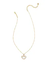 Ashton Gold Heart Short Pendant Necklace in White Pearl