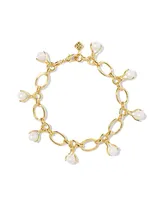 Ashton Gold Pearl Chain Bracelet in White Pearl