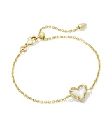 Ari Heart Gold Chain Bracelet Rose Quartz