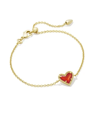 Ari Heart Gold Delicate Chain Bracelet Ivory Mother-of-Pearl