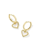 Ari Heart Gold Huggie Earrings Ivory Mother-of-Pearl