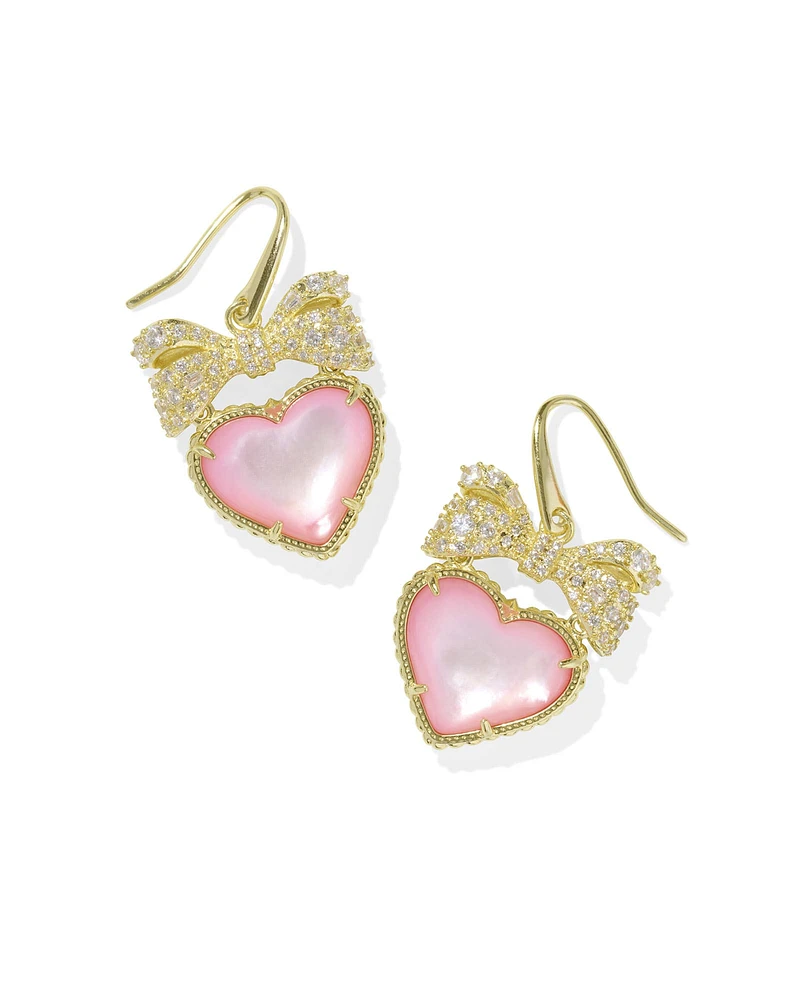 Haisley Heart Gold Drop Earrings Blush Ivory Mother-of-Pearl