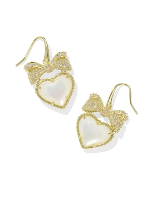 Haisley Heart Gold Drop Earrings in Blush Ivory Mother-of-Pearl