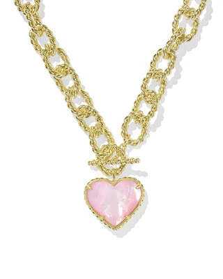 Haisley Heart Gold Statement Necklace in Blush Ivory Mother-of-Pearl