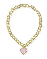 Haisley Heart Gold Statement Necklace Blush Ivory Mother-of-Pearl