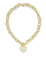 Haisley Heart Gold Statement Necklace in Ivory Mother-of-Pearl
