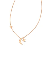Moon & Star Pendant Necklace in Gold