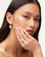 Lee 18k Gold Vermeil Drop Earrings in White Sterling Opal