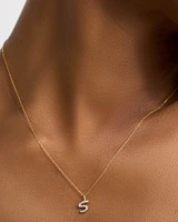 Diamond Letter S Pendant Necklace in 14k Yellow Gold