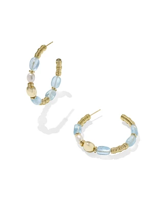 Melody Gold Beaded Hoop Earrings Freshwater Cultured Pearl