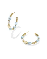 Melody Gold Beaded Hoop Earrings Freshwater Cultured Pearl