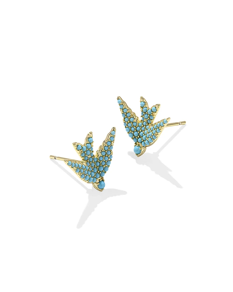 Melody Bird Gold Stud Earrings