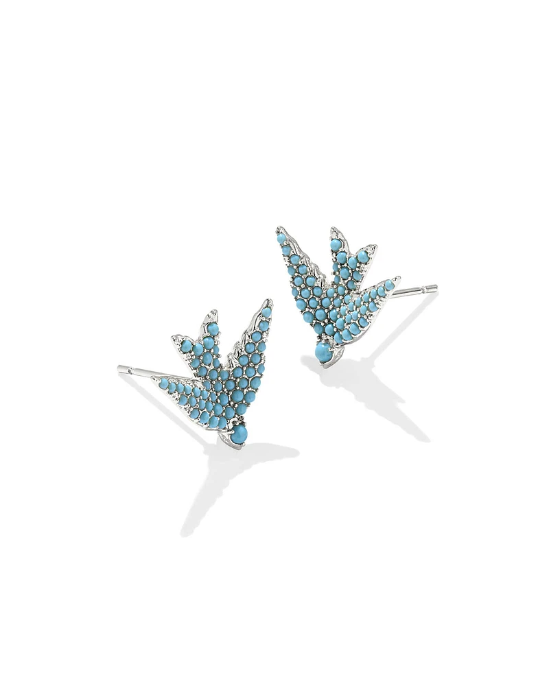 Melody Bird Silver Stud Earrings