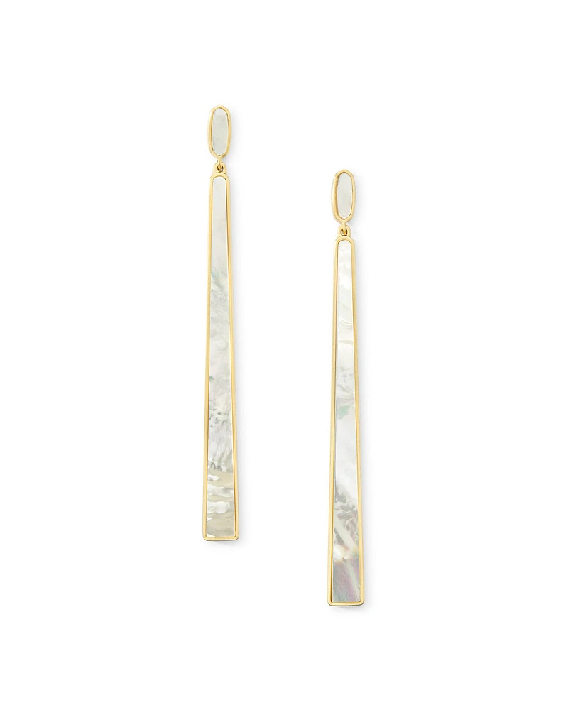 Brooklyn Gold Shell Drop Earrings in Ivory Mother-of-Pearl