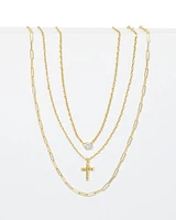 Jada Gold Necklace Layering Set of 3 in White Crystal