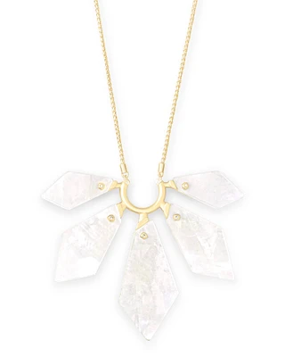 Mari Gold Long Pendant Necklace in Ivory Mother-of-Pearl