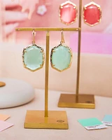 Daphne Gold Drop Earrings Light Green Mother-of-Pearl