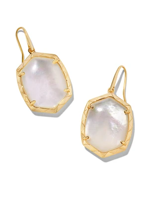 Daphne Gold Drop Earrings Coral Pink Mother-of-Pearl