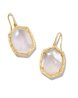 Daphne Gold Drop Earrings Coral Pink Mother-of-Pearl