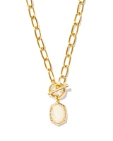 Daphne Convertible Gold Link and Chain Necklace Light Pink Iridescent Abalone