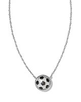 Soccer Silver Short Pendant Necklace in Ivory Mother-of-Pearl