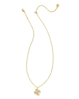 Clover Gold Crystal Short Pendant Necklace in White CZ