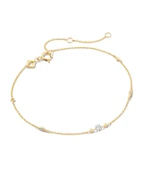 Floating Lab Grown White Diamond Delicate Chain Bracelet in 14k Yellow Gold