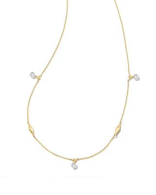 Floating Lab Grown White Diamond Strand Necklace in 14k Yellow Gold