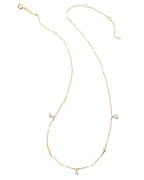 Floating Lab Grown White Diamond Strand Necklace in 14k Yellow Gold