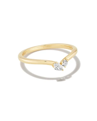 Lab Grown White Diamond Toi et Moi Band Ring 14k Yellow Gold