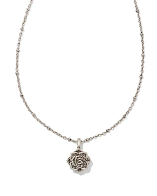 Ansel Rose Short Pendant Necklace in Vintage Silver
