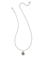 Ansel Rose Short Pendant Necklace in Vintage Silver