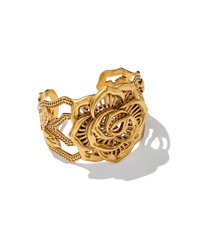 Ansel Rose Statement Cuff in Vintage Gold