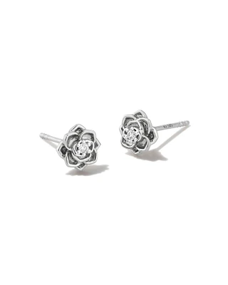 Ansel Rose 14k Gold Stud Earrings White Diamond