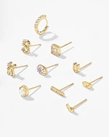 Crystal Letter K Gold Single Stud Earring in White Crystal