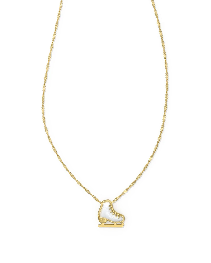 Ice Skate Gold Short Pendant Necklace