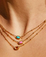 Mini Elisa Gold Satellite Short Pendant Necklace in Fuchsia Magnesite