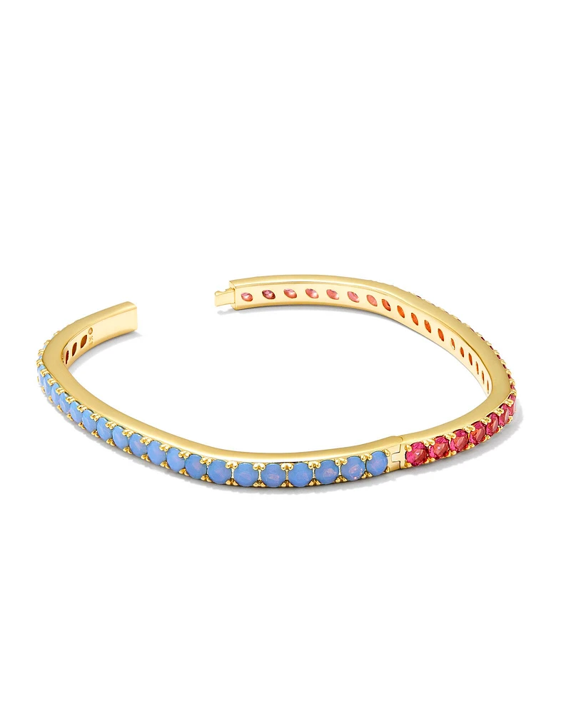 Chandler Gold Bangle Bracelet Pink Blue Mix