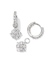 Dira Convertible Silver Crystal Huggie Earrings in White Crystal