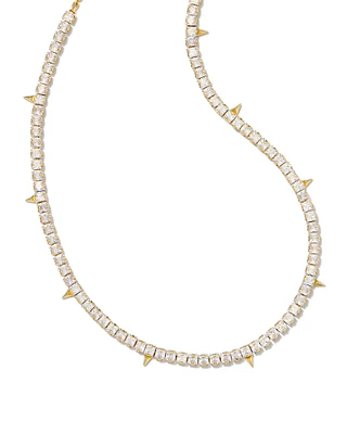 Jacqueline Gold Tennis Necklace in White CZ