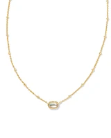 Mini Elisa Gold Satellite Short Pendant Necklace Ivory Mother-of-Pearl