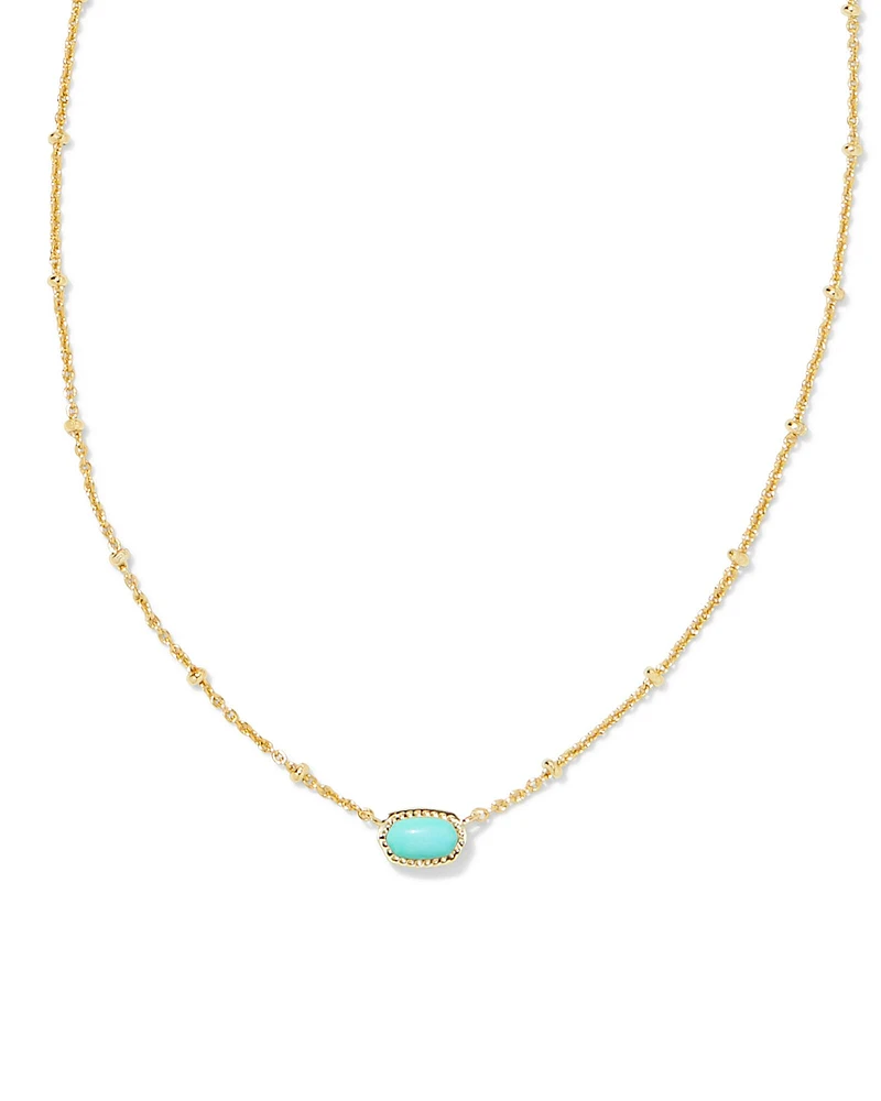 Mini Elisa Gold Satellite Short Pendant Necklace in Mint Magnesite